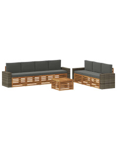 Set divani con cuscino 8 pcs Legno di Acacia Massello
