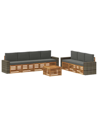 Set divani con cuscino 8 pcs Legno di Acacia Massello