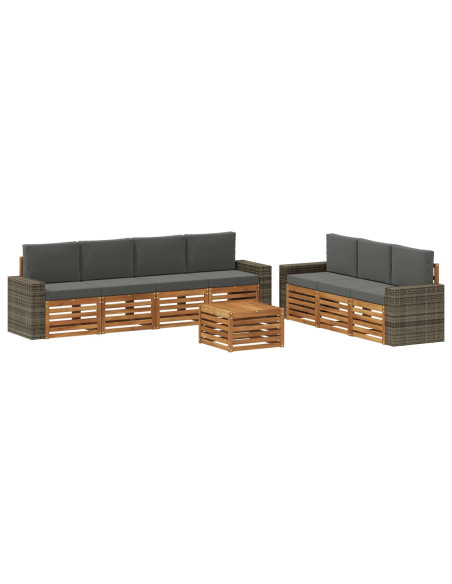 Set divani con cuscino 8 pcs Legno di Acacia Massello