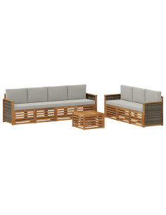 Set divani con cuscino 8 pcs Legno di Acacia Massello
