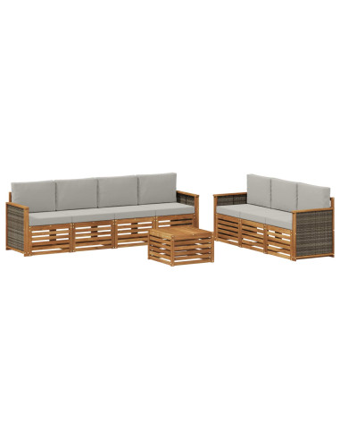 Set divani con cuscino 8 pcs Legno di Acacia Massello
