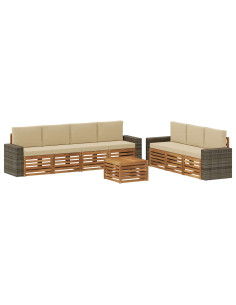 Set divani con cuscino 8 pcs Legno di Acacia Massello
