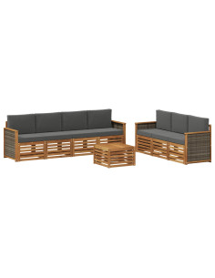 Set divani con cuscino 8 pcs Legno di Acacia Massello