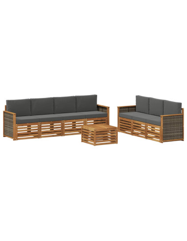 Set divani con cuscino 8 pcs Legno di Acacia Massello