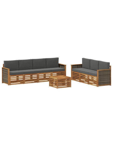 Set divani con cuscino 8 pcs Legno di Acacia Massello