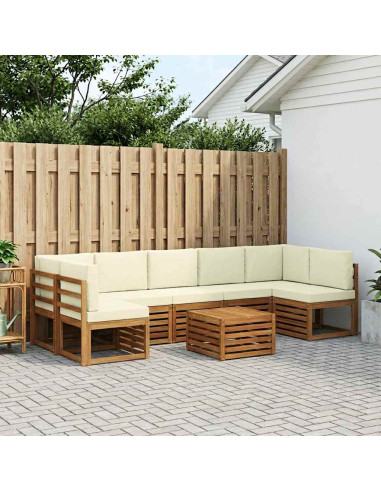 Set di divani da esterno con cuscino 8 pcs Naturale e Crema