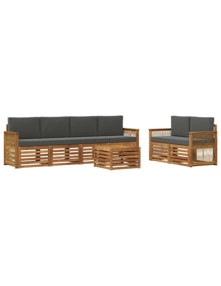 Set di divani da esterno con cuscino 7 pcs Naturale e Antracite