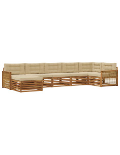 Set di divani da esterno con cuscino 7 pcs Naturale e Beige 2