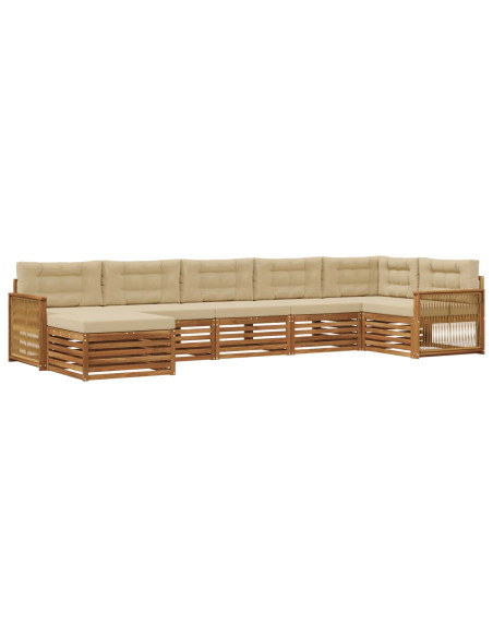 Set di divani da esterno con cuscino 7 pcs Naturale e Beige