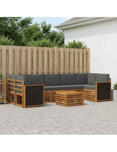 Set di divani da esterno con cuscino 8 pcs Naturale e Antracite
