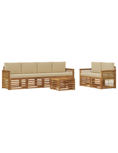 Set di divani da esterno con cuscino 7 pcs Naturale e Beige