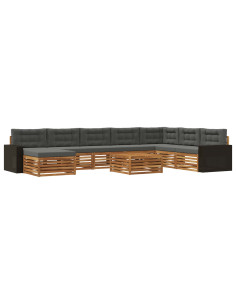 Set di divani da esterno con cuscino 9 pcs Naturale e Antracite