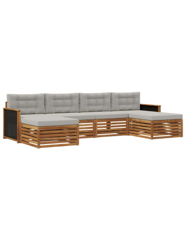 Set divani con cuscino 6 pcs Legno di Acacia Massello