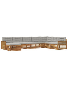 Set di divani da esterno 8 pcs Naturale e Grigio Chiaro