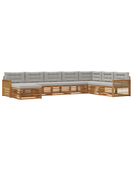 Set di divani da esterno 8 pcs Naturale e Grigio Chiaro