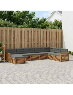 Set di divani da esterno con cuscino 8 pcs Naturale e Antracite