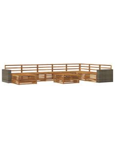 Set di divani da esterno 9 pcs Naturale
