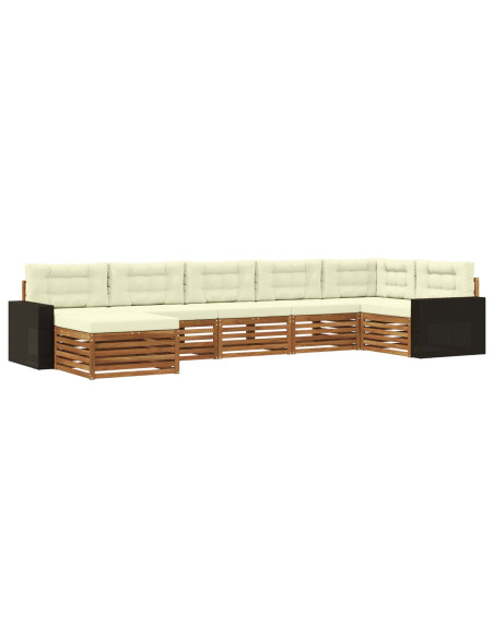 Set di divani da esterno con cuscino 7 pcs Naturale e Crema