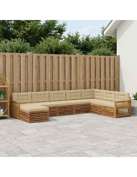 Set di divani da esterno con cuscino 8 pcs Naturale e Beige