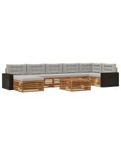 Set di divani da esterno 8 pcs Naturale e Grigio Chiaro 2