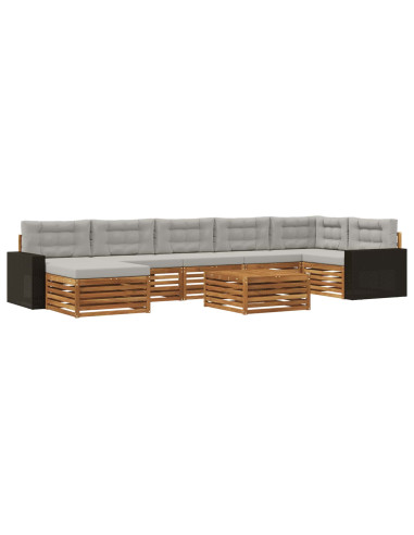 Set di divani da esterno 8 pcs Naturale e Grigio Chiaro