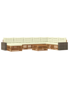 Set di divani da esterno con cuscino 9 pcs Naturale e Crema