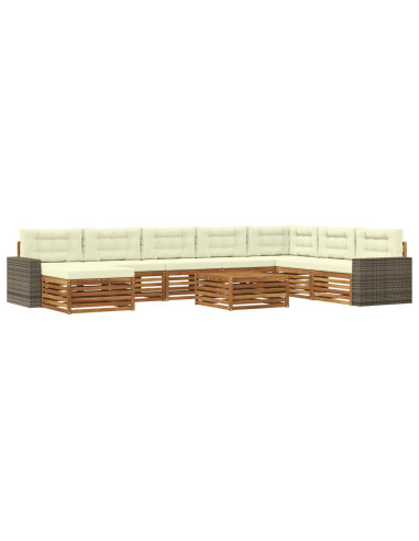 Set di divani da esterno con cuscino 9 pcs Naturale e Crema