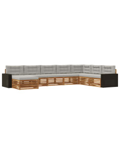 Set di divani da esterno 8 pcs Naturale e Grigio Chiaro