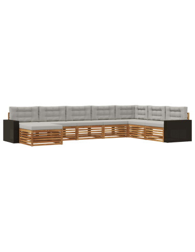 Set di divani da esterno 8 pcs Naturale e Grigio Chiaro
