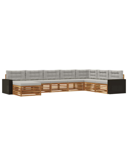 Set di divani da esterno 8 pcs Naturale e Grigio Chiaro