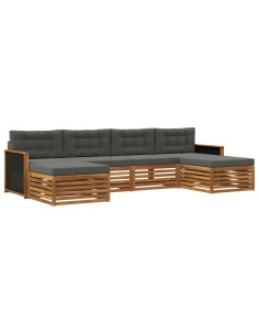 Set divani con cuscino 6 pcs Legno di Acacia Massello 2