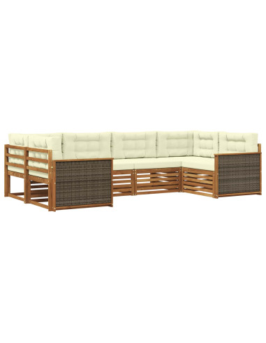 Set di divani da esterno con cuscino 6 pcs Naturale e Crema