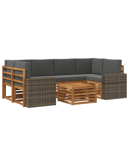 Set di divani da esterno con cuscino 7 pcs Naturale e Antracite