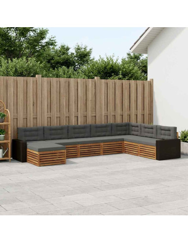 Set di divani da esterno con cuscino 8 pcs Naturale e Antracite