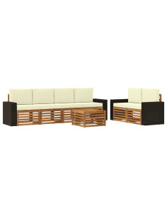 Set di divani da esterno con cuscino 7 pcs Naturale e Crema 2