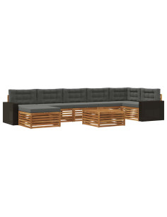 Set di divani da esterno con cuscino 8 pcs Naturale e Antracite 2