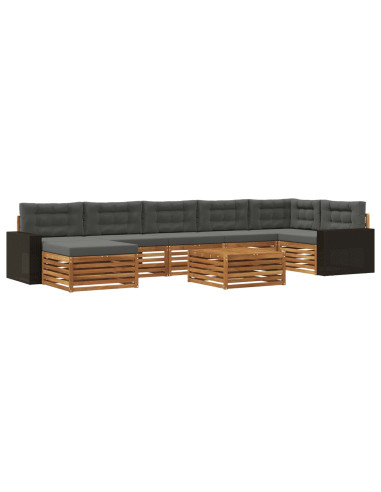 Set di divani da esterno con cuscino 8 pcs Naturale e Antracite