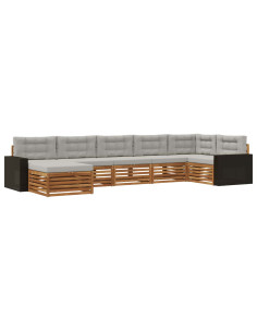 Set di divani da esterno 7 pcs Naturale e Grigio Chiaro 2