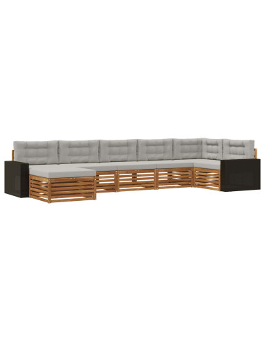 Set di divani da esterno 7 pcs Naturale e Grigio Chiaro