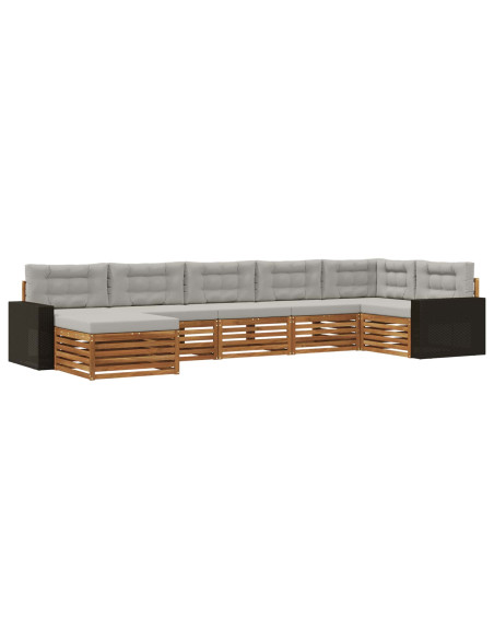 Set di divani da esterno 7 pcs Naturale e Grigio Chiaro
