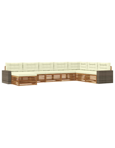 Set di divani da esterno con cuscino 8 pcs Naturale e Crema