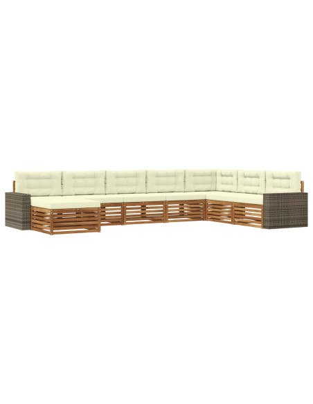 Set di divani da esterno con cuscino 8 pcs Naturale e Crema