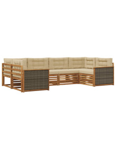 Set di divani da esterno con cuscino 6 pcs Naturale e Beige