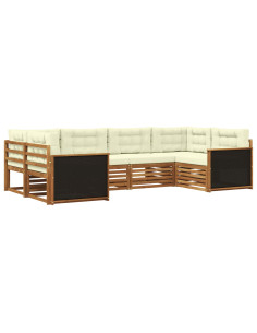 Set di divani da esterno con cuscino 6 pcs Naturale e Crema