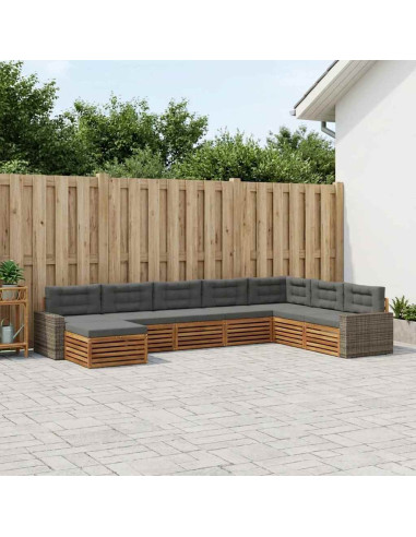 Set di divani da esterno con cuscino 8 pcs Naturale e Antracite