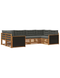 Set di divani da esterno con cuscino 6 pcs Naturale e Antracite