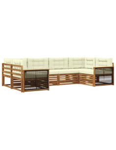 Set di divani da esterno con cuscino 6 pcs Naturale e Crema