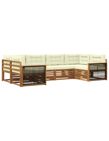 Set di divani da esterno con cuscino 6 pcs Naturale e Crema