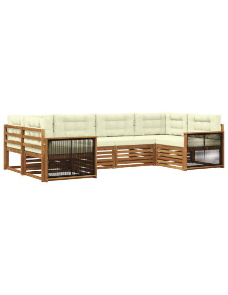 Set di divani da esterno con cuscino 6 pcs Naturale e Crema