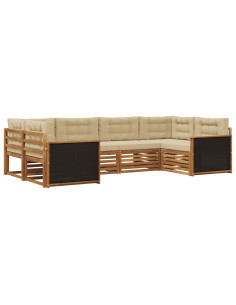 Set di divani da esterno con cuscino 6 pcs Naturale e Beige